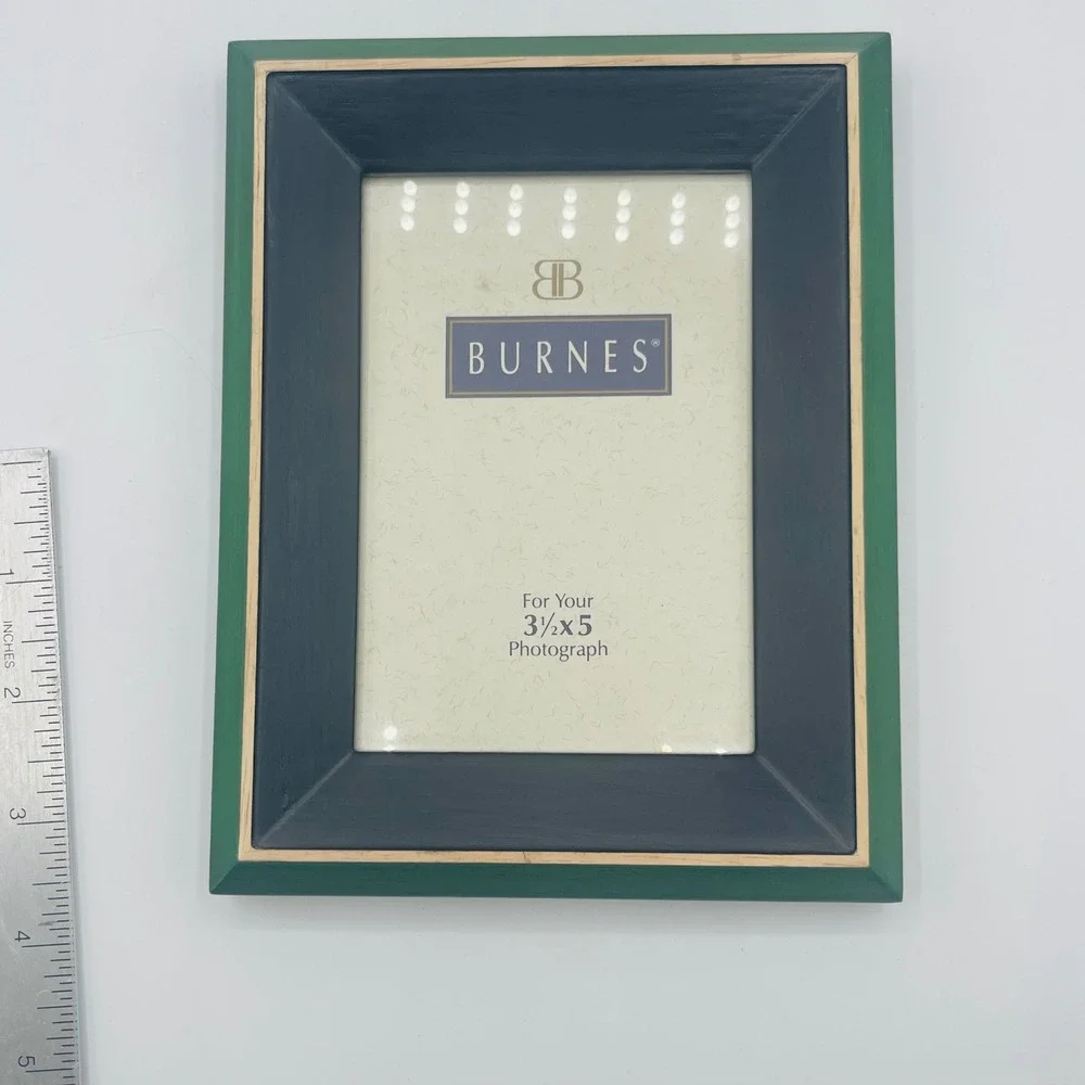 Burnes of Boston 3.5x5 Wood Picture Frame Green Black Beveled Tabletop Decor
